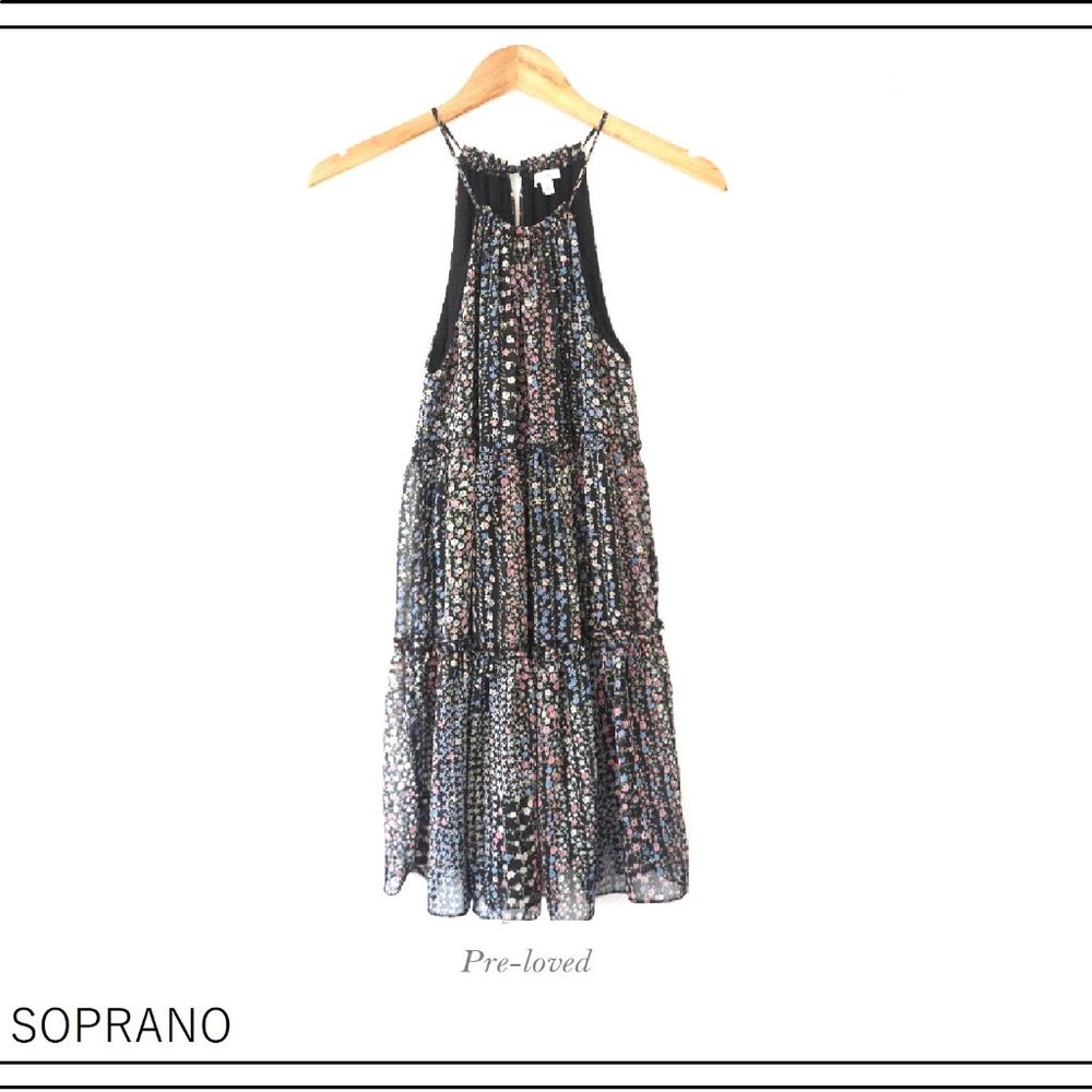 SOPRANO BLACK MULTICOLOR FLOWER FLOW DRESS…